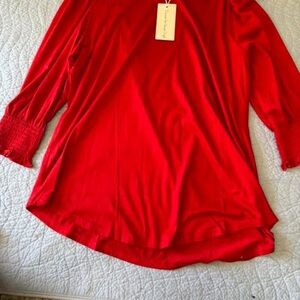 Source Unknown Women's Bright Red Long Sleeve Tunic Top
